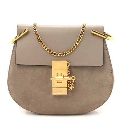 Chloe Suede Smooth Calfskin Mini Drew Shoulder Bag Motty Grey 1 of 10