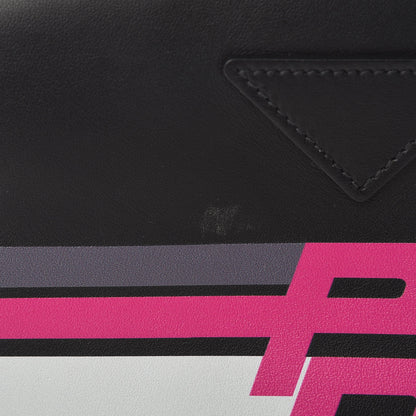 Prada City Calfskin Racing Logo Camera Bag Black Fuxia 10 of 11