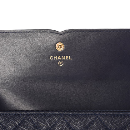 Chanel Caviar Quilted Filigree Flap Wallet Navy 6 of 10