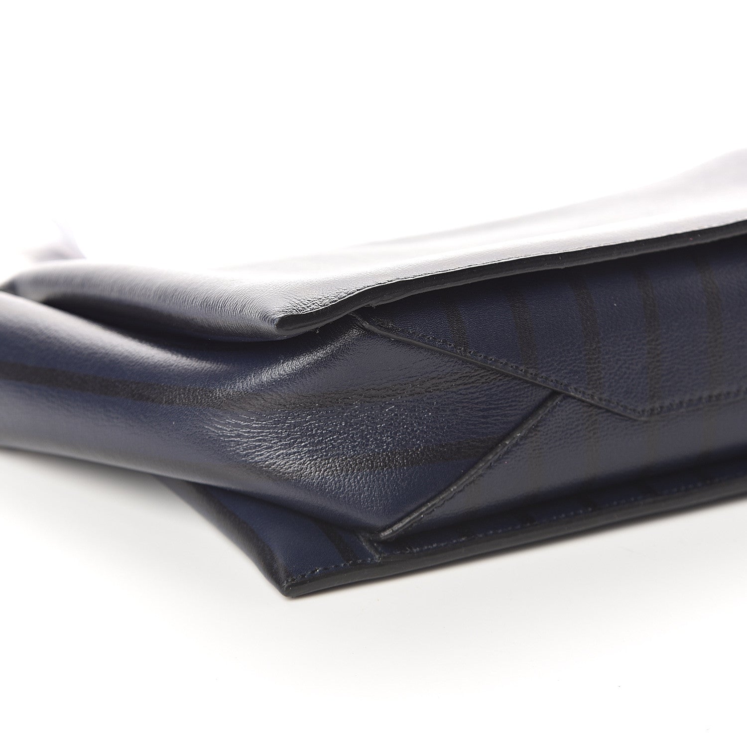 Celine Grained Calfskin Striped Tri-Fold Clutch Midnight 8 of 9