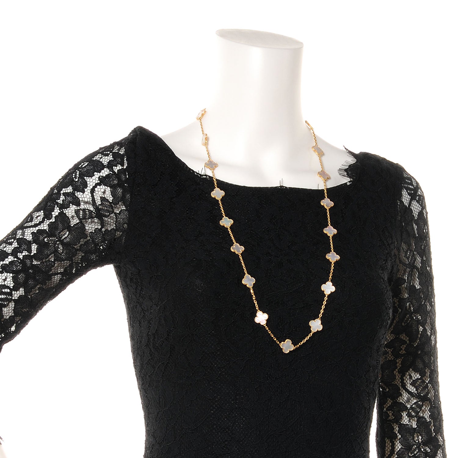 Van Cleef & Arpels 18K Yellow Gold Mother of Pearl 20 Motifs Vintage Alhambra Necklace 2 of 8