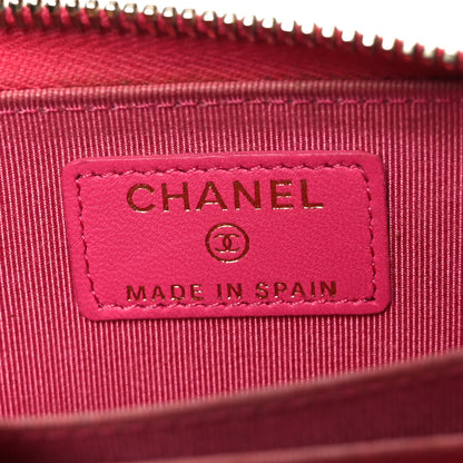 Chanel Lambskin Quilted Zip Coin Purse Fuchsia 6 of 9