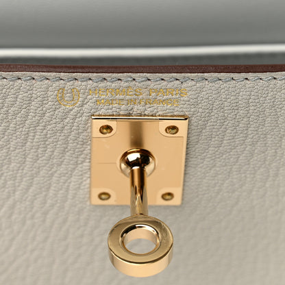 Hermes Chevre Mysore Horseshoe Mini Kelly Sellier 20 Gris Platine Nata 6 of 11