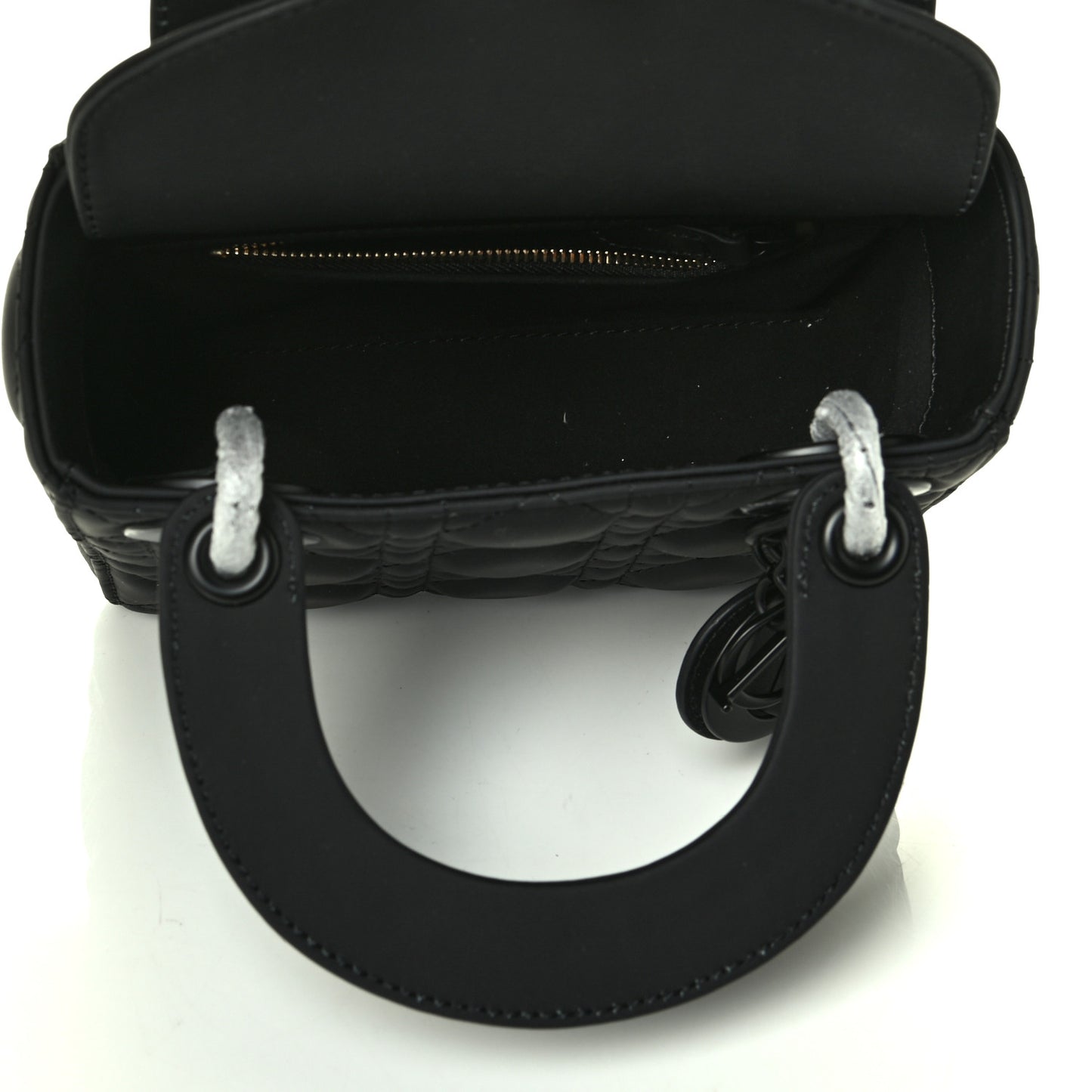 Ultra Matte Calfskin Cannage Mini Lady Dior Black