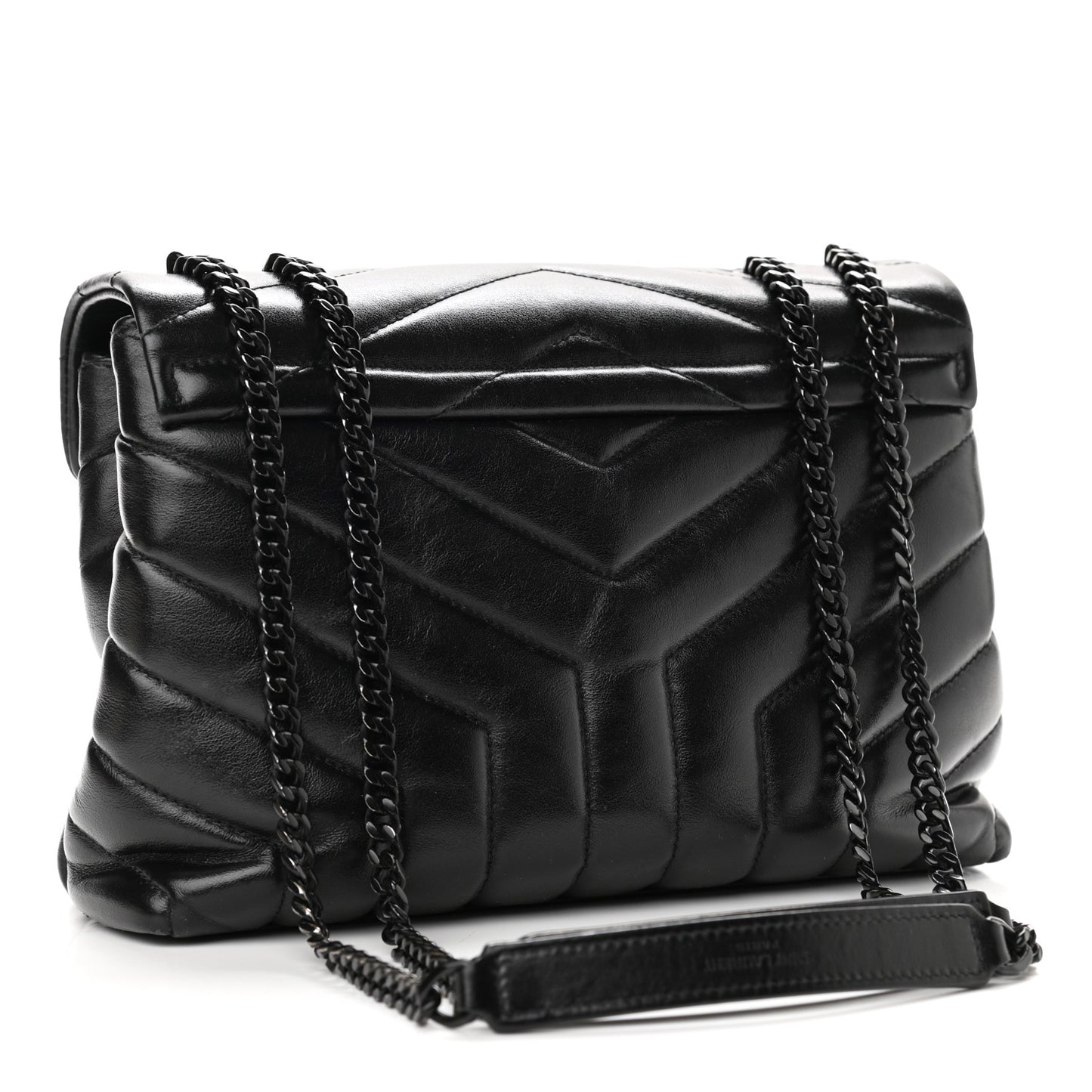 Calfskin Y Quilted Monogram Small Loulou Chain Satchel Black