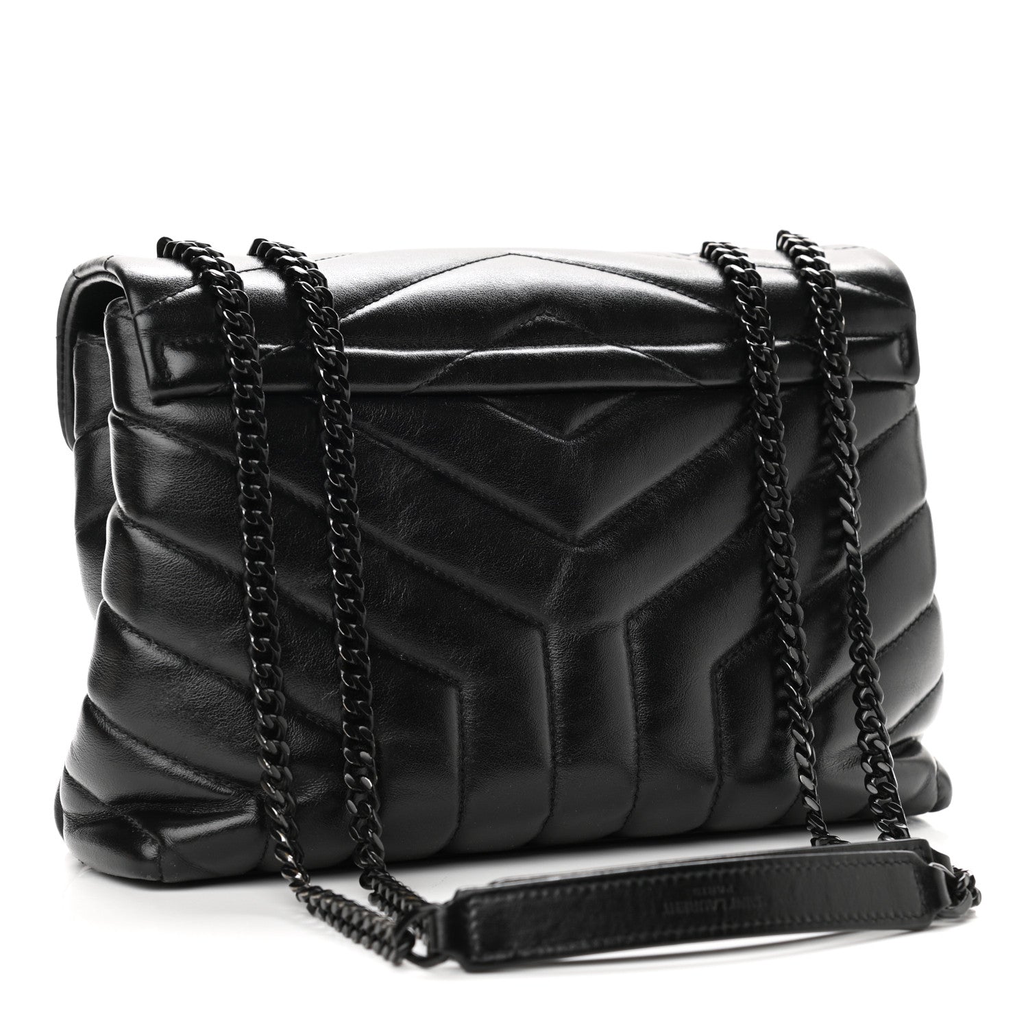 Saint Laurent Calfskin Y Quilted Monogram Small Loulou Chain Satchel Black 3 of 12