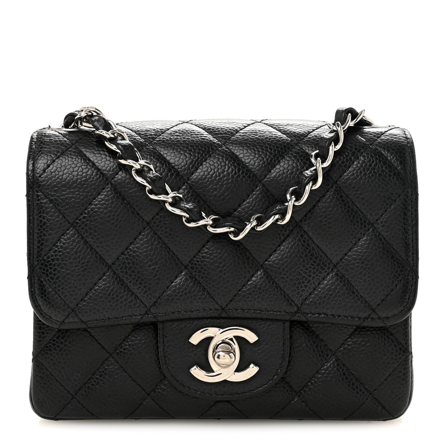 Caviar Quilted Mini Square Flap Black