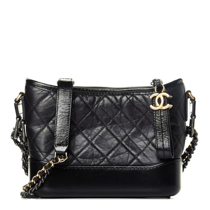 Chanel Aged Calfskin Quilted Small Gabrielle Hobo Black 1 of 10