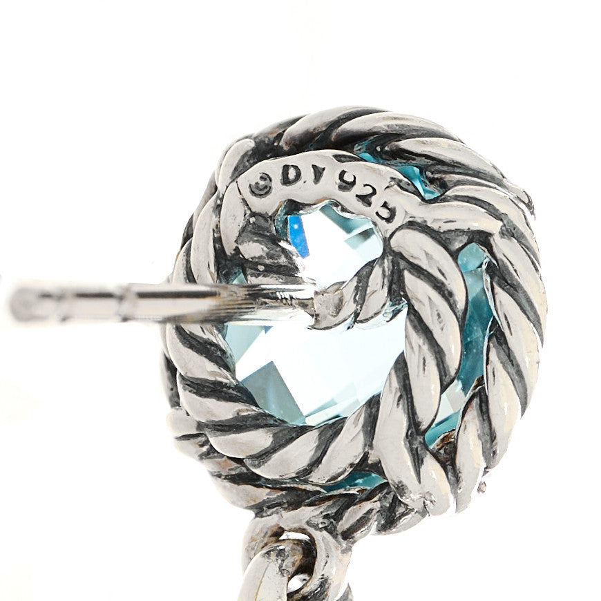 Sterling Silver Black Orchid Blue Topaz Chatelaine Drop Earrings