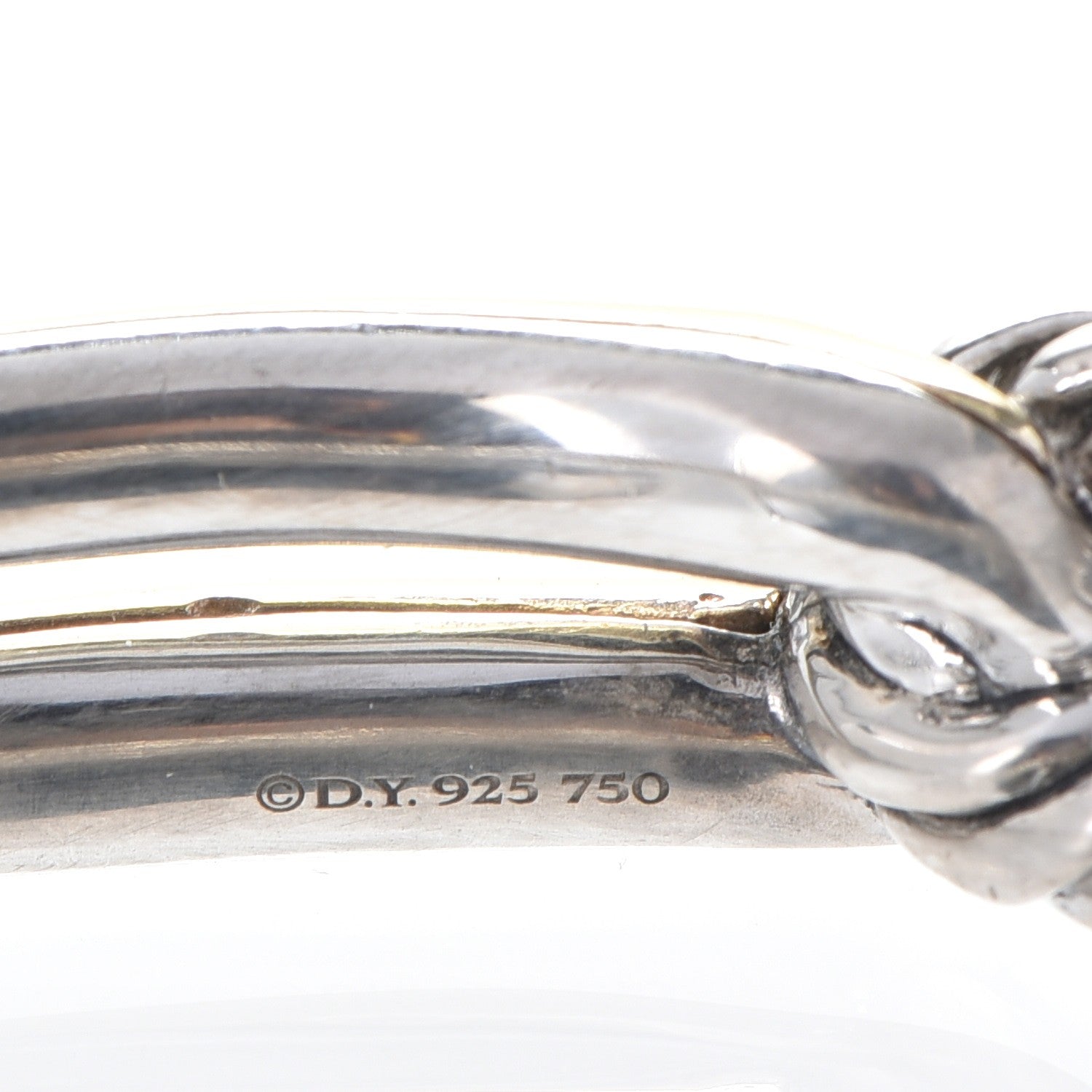 David Yurman Sterling Silver 18K Gold 10mm Single Loop Labyrinth Bracelet 4 of 5