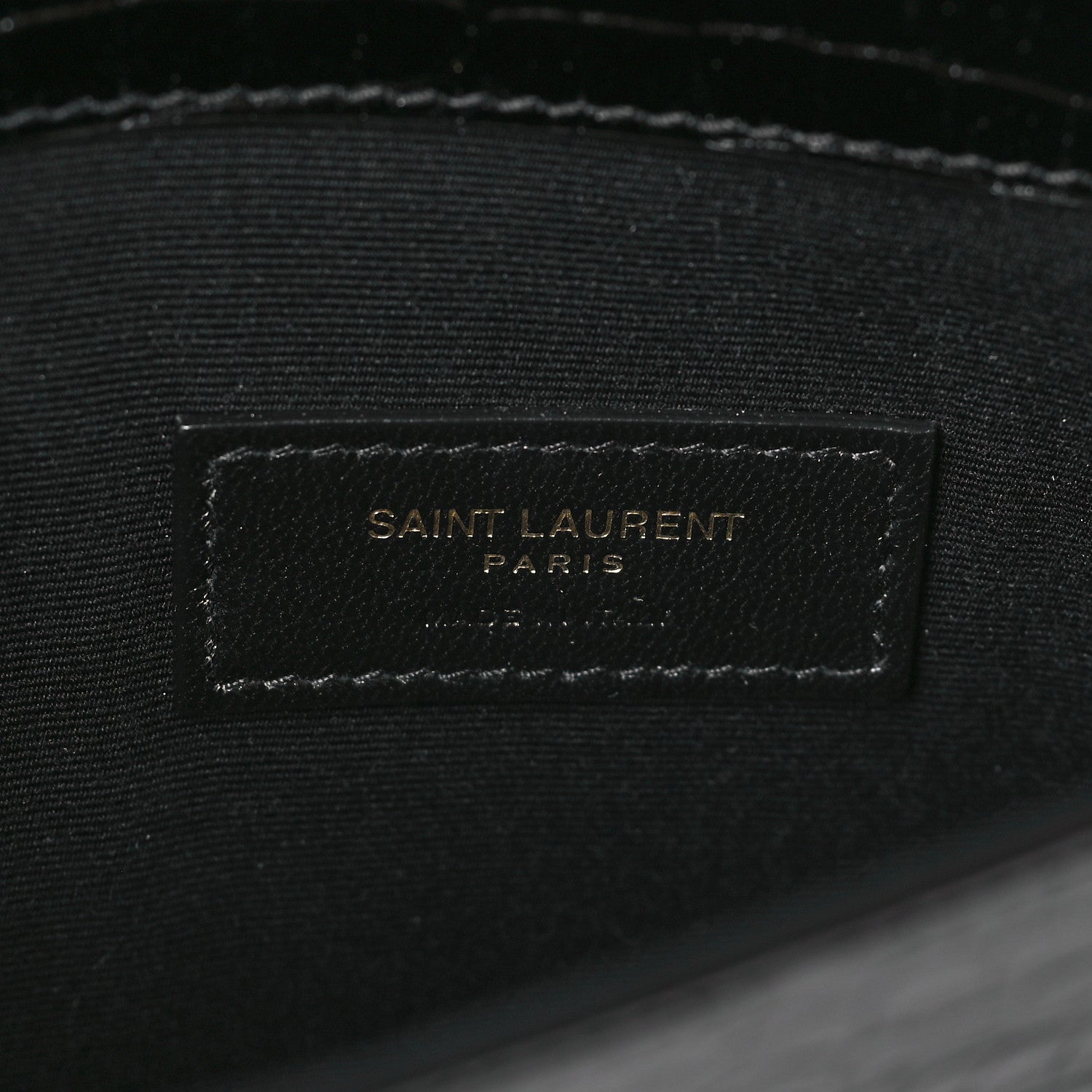 Saint Laurent Calfskin Crocodile Embossed Uptown Monogram Clutch Black 6 of 7