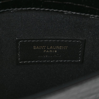 Saint Laurent Calfskin Crocodile Embossed Uptown Monogram Clutch Black 6 of 7