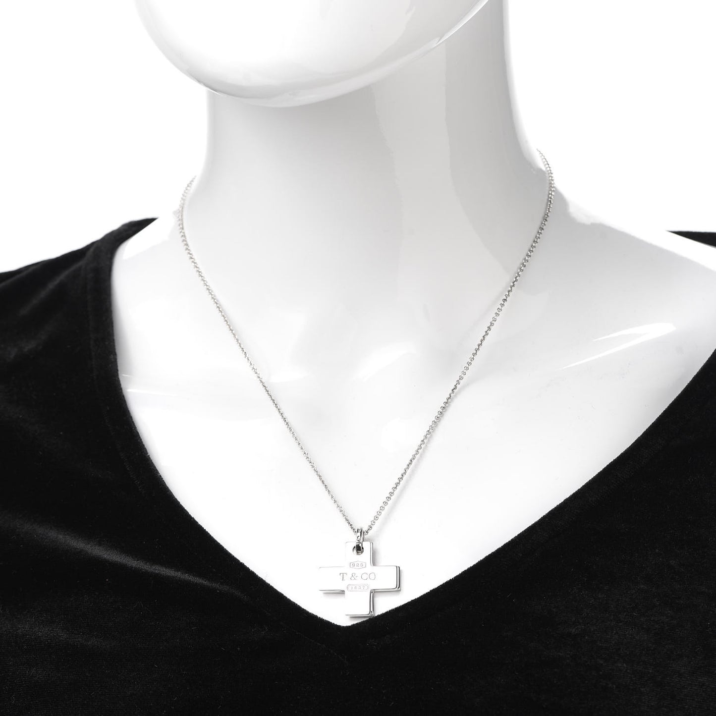 Sterling Silver 1837 Double Cross Pendant Necklace
