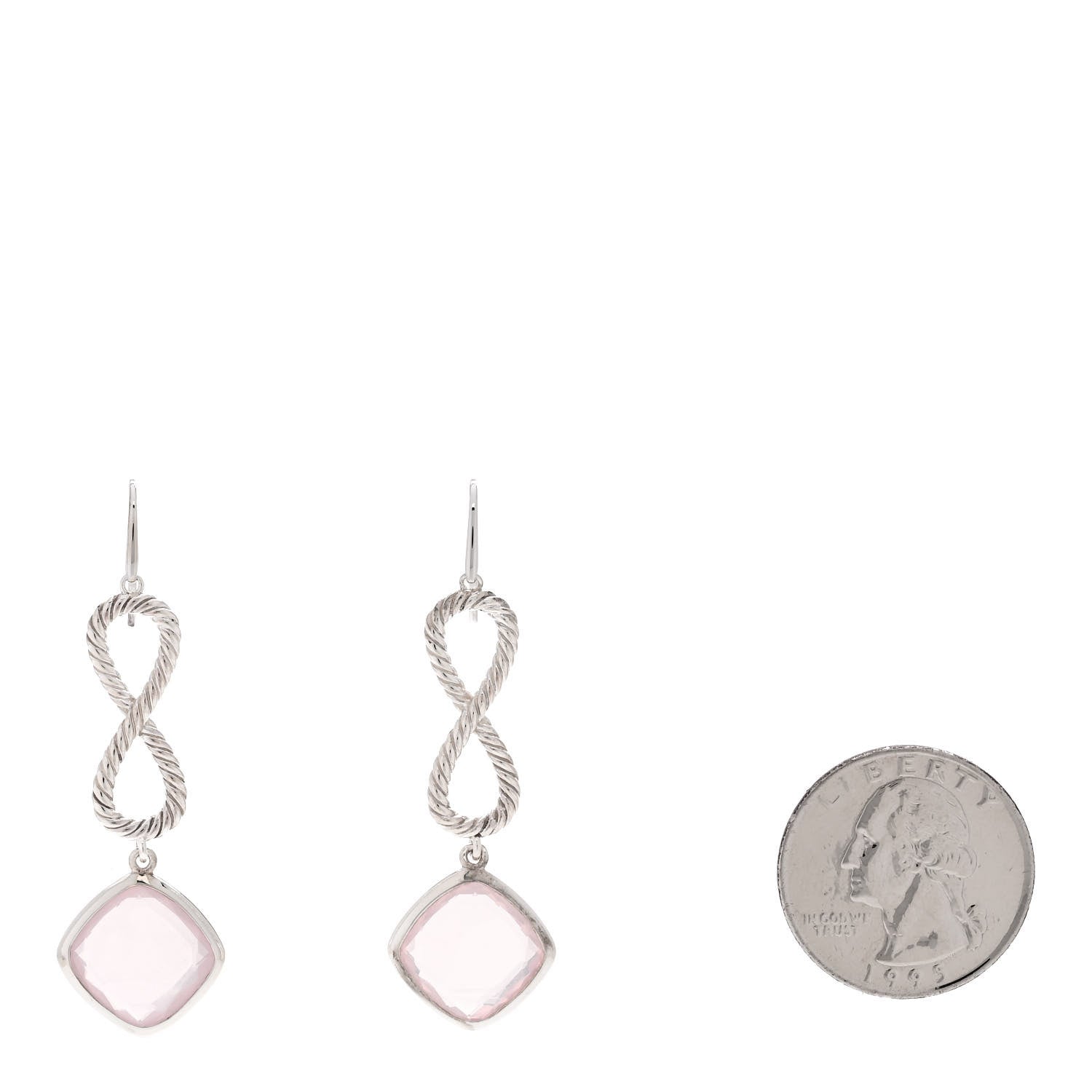 David Yurman Sterling Silver Rose Quartz Infinity Drop Earrings 2 of 4