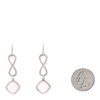 David Yurman Sterling Silver Rose Quartz Infinity Drop Earrings 2 of 4