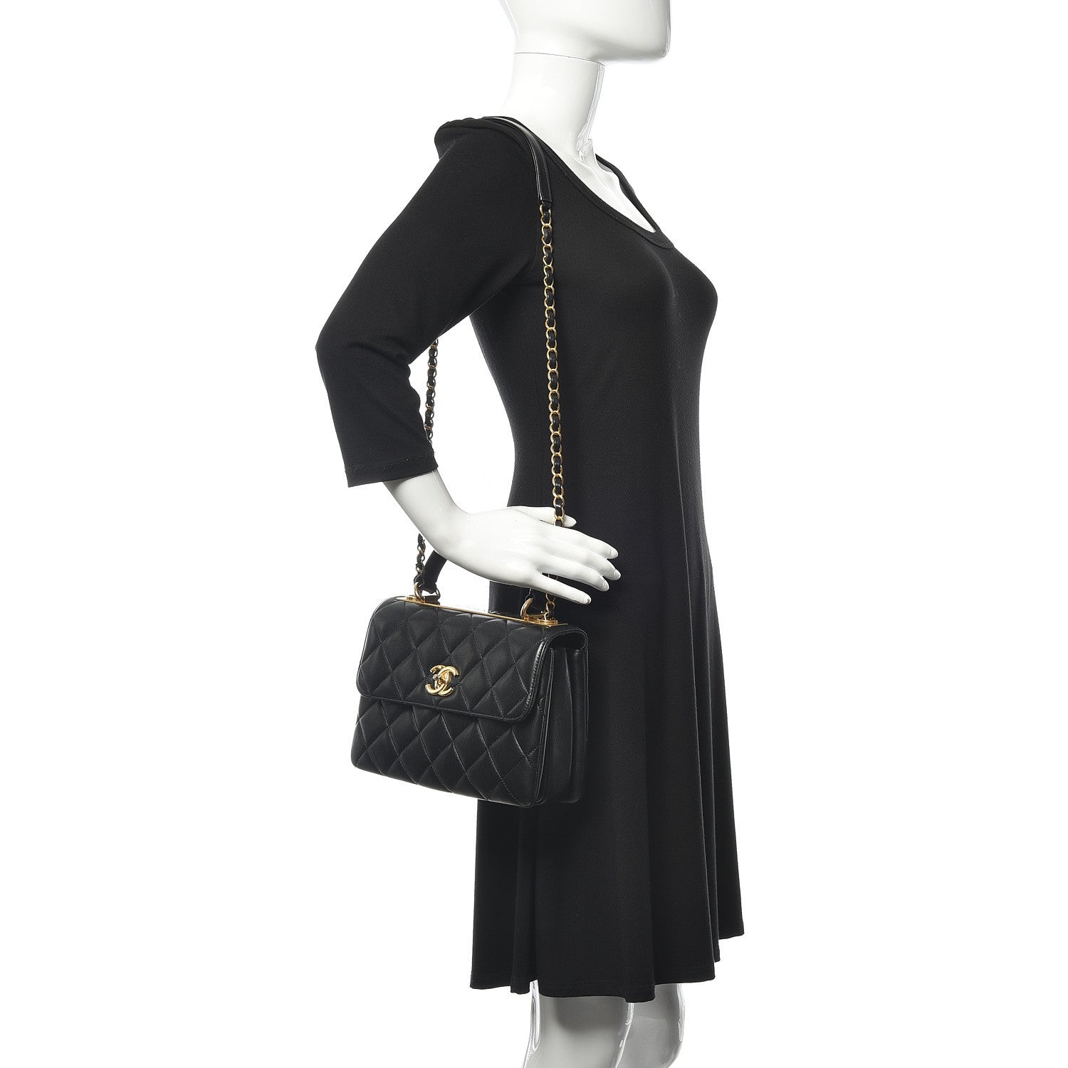 Chanel Lambskin Quilted Small Trendy CC Dual Handle Flap Bag Black 2 of 16
