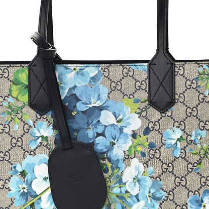 Gucci GG Supreme Monogram Blooms Small Reversible Tote Beige Blue Navy 11 of 17