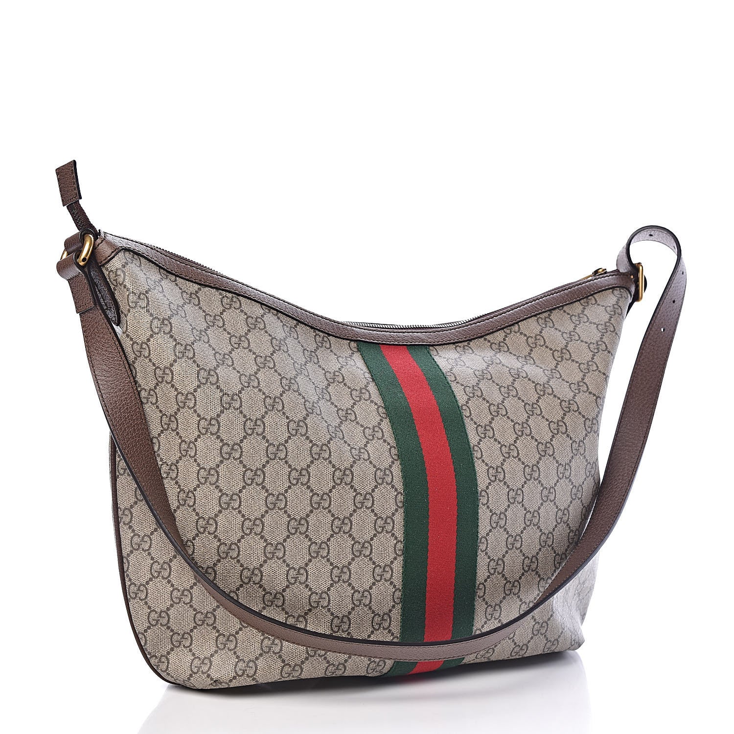 Gucci GG Supreme Monogram Web Ophidia Half Moon Hobo Brown 3 of 10