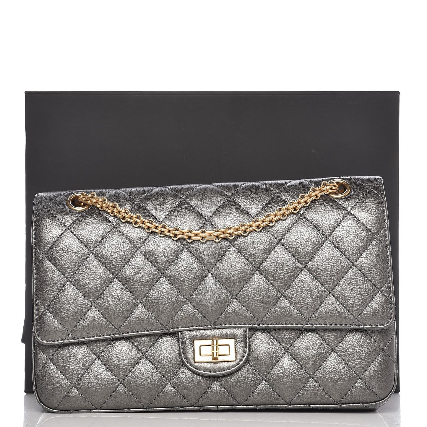 Metallic Calfskin Quilted 2.55 Reissue 226 Flap Charcoal