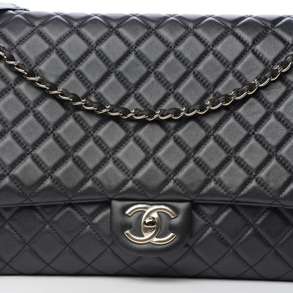 Chanel Calfskin Quilted XXL Travel Flap Bag Black 9 of 10