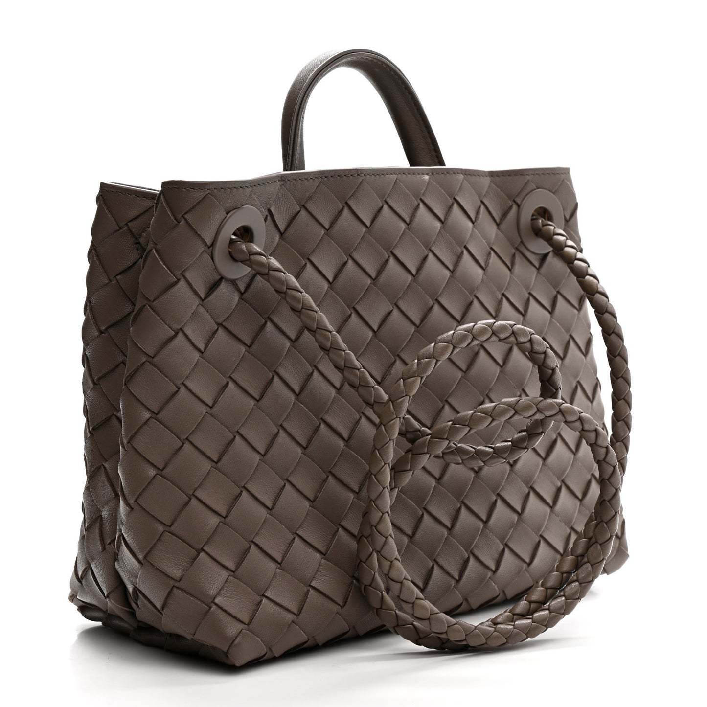 Nappa Intrecciato Small Andiamo Shoulder Bag Taupe Grey