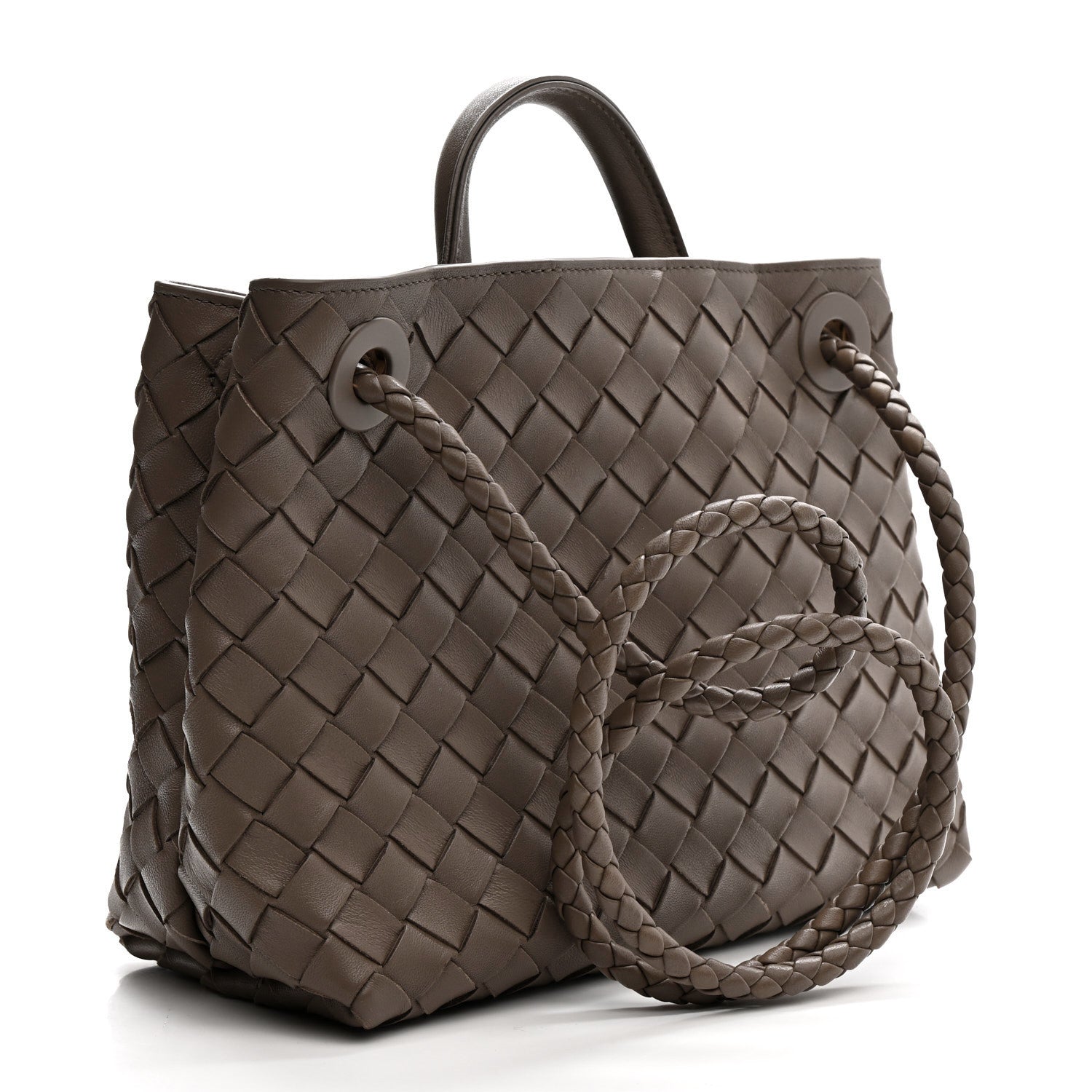 Bottega Veneta Nappa Intrecciato Small Andiamo Shoulder Bag Taupe Grey 3 of 9