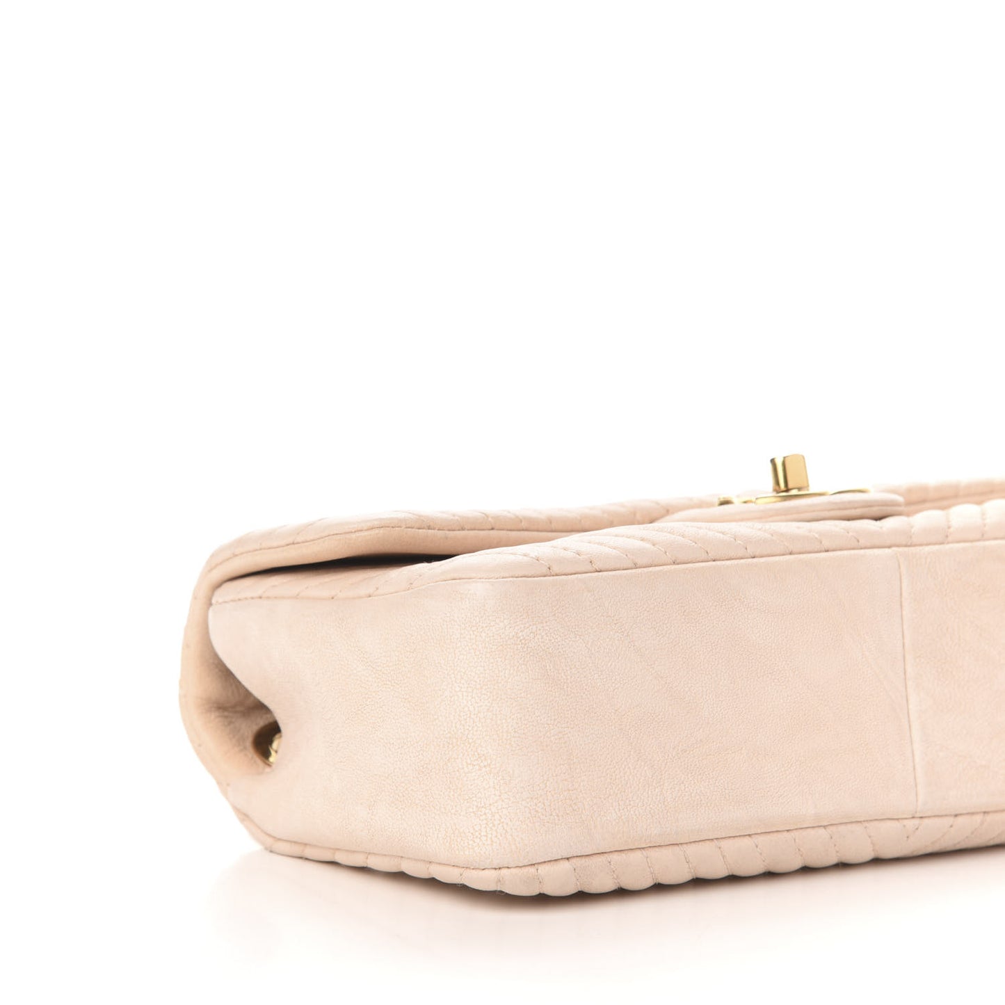 Calfskin Chevron Small Surpique Flap Ivory