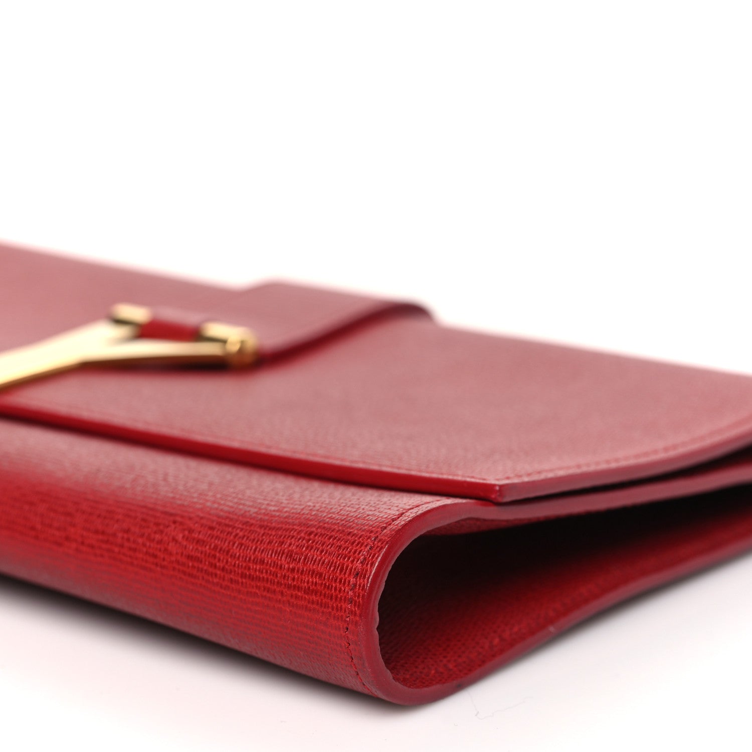 Saint Laurent Textured Calfskin Classic Y Ligne Clutch Red 9 of 9