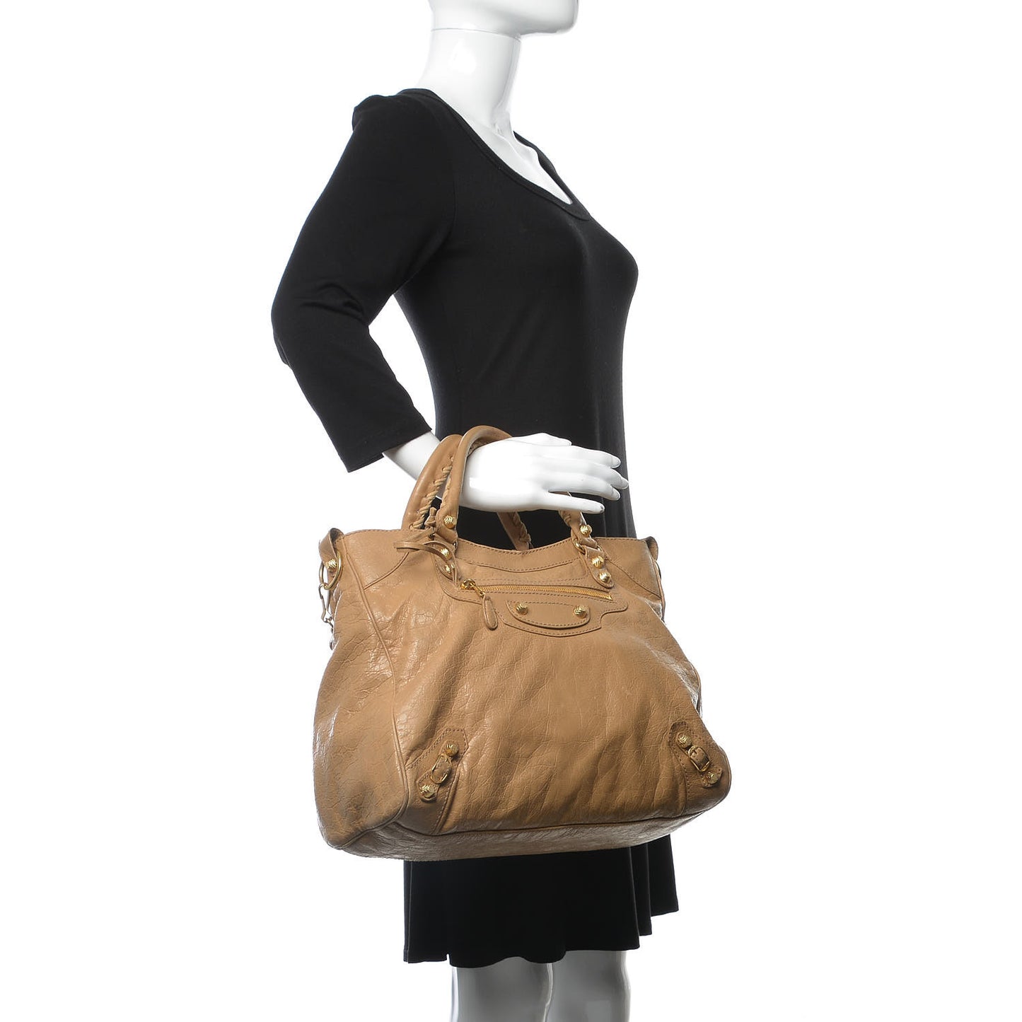 Agneau Giant 12 Gold Hardware Velo Beige Nougatine
