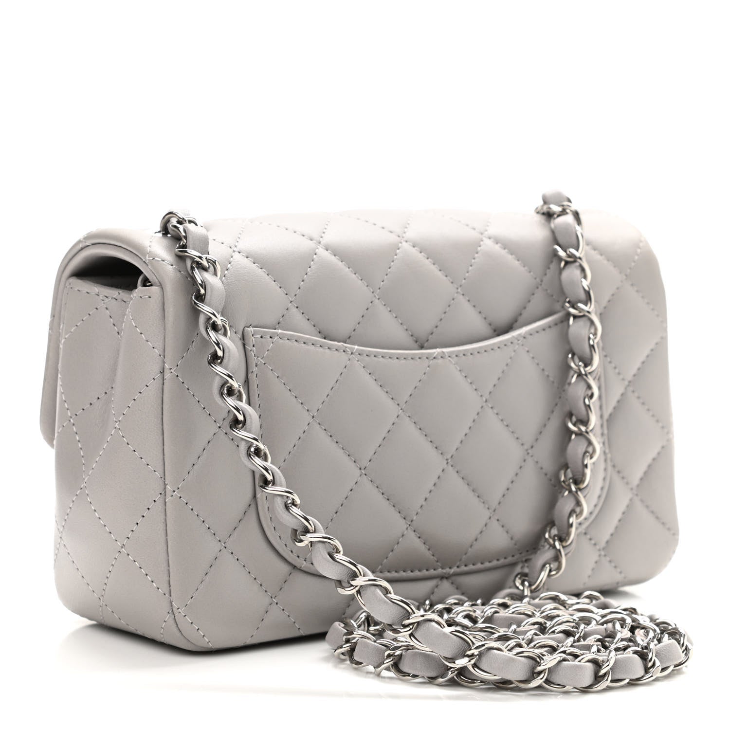 Chanel Lambskin Quilted Mini Rectangular Flap Grey 3 of 11