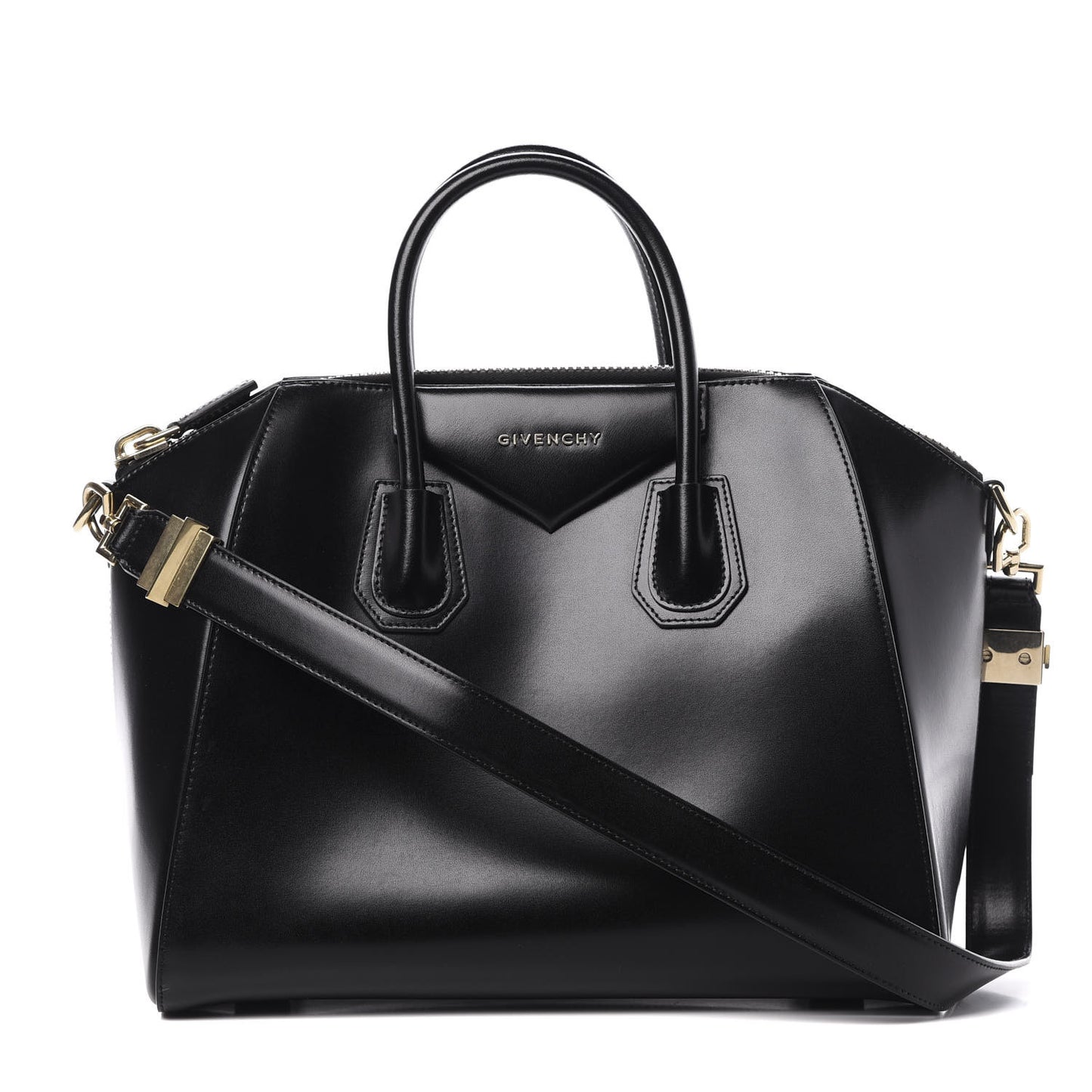 Shiny Lord Calfskin Medium Antigona Black