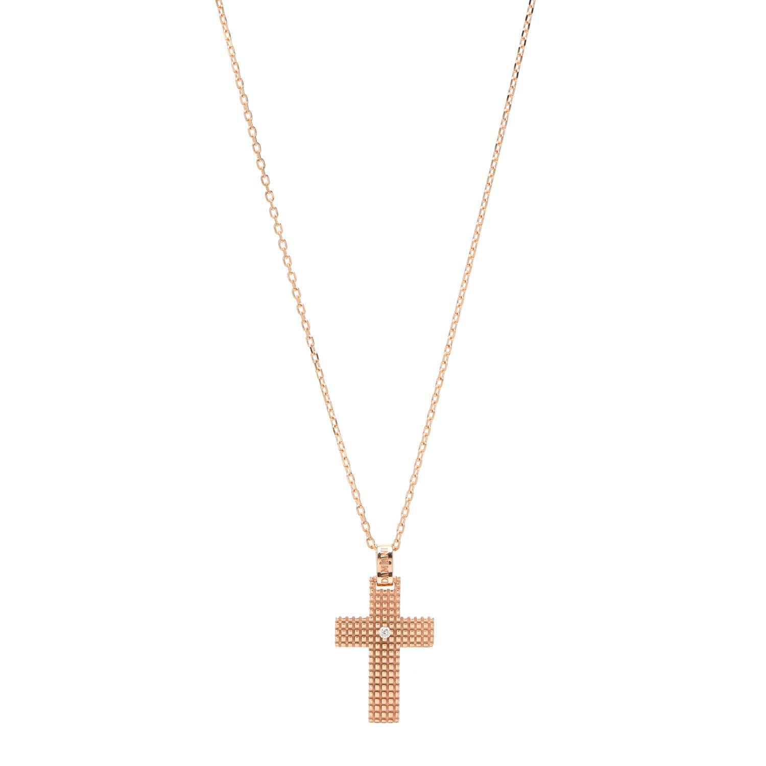 Damiani 18K Rose Gold Diamond Metropolitan Cross Pendant Necklace 1 of 5