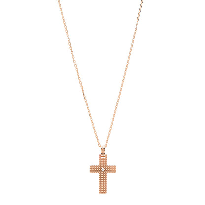 Damiani 18K Rose Gold Diamond Metropolitan Cross Pendant Necklace 1 of 5