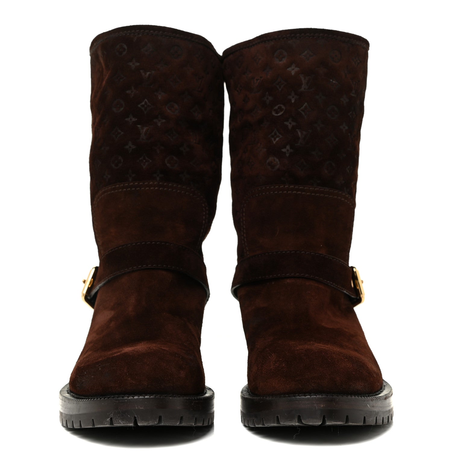 Louis Vuitton Suede Monogram Low Boots 37.5 Brown 2 of 8