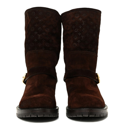 Louis Vuitton Suede Monogram Low Boots 37.5 Brown 2 of 8