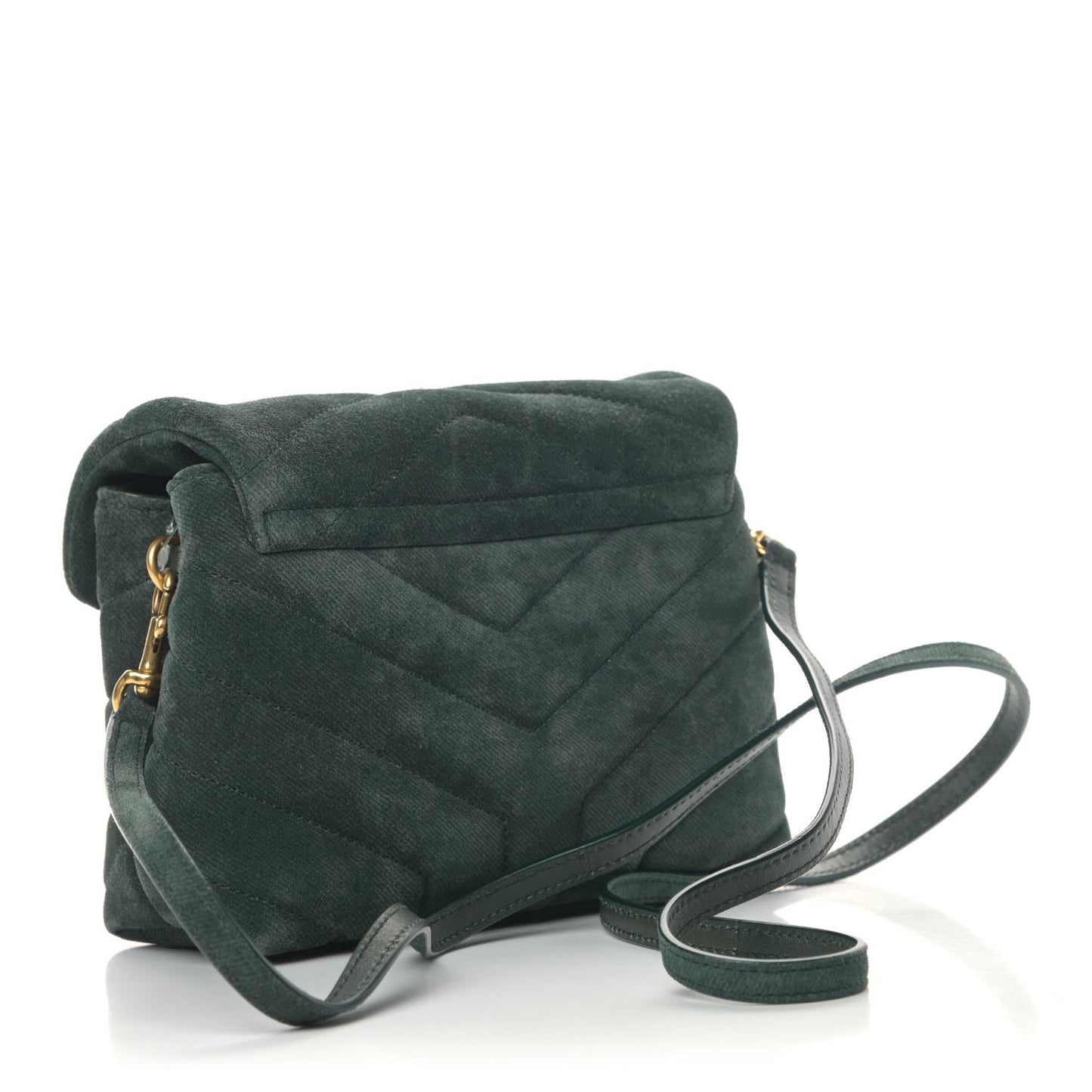 Croute Velour Y Quilted Monogram Toy Loulou Crossbody Bag Dark Forest