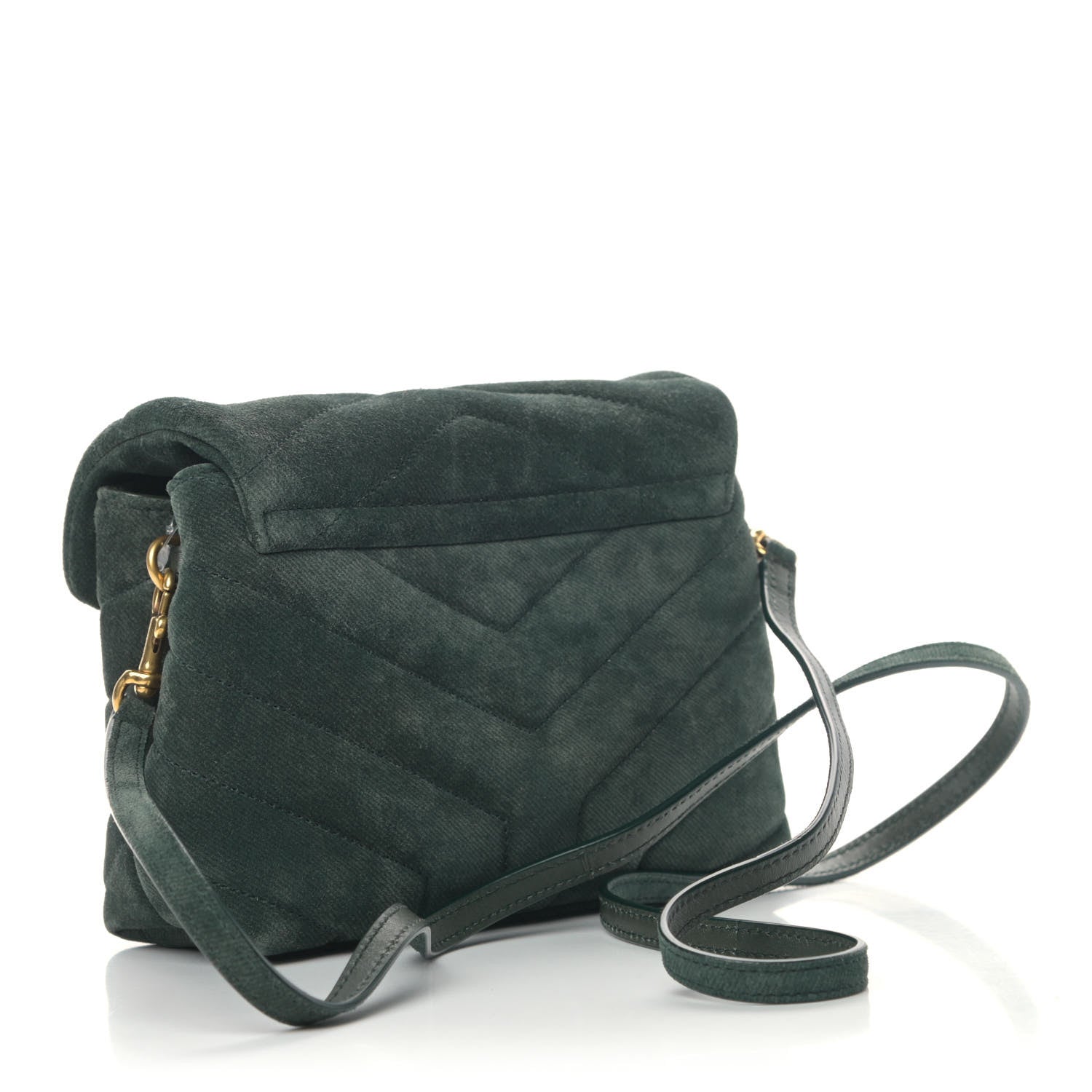 Saint Laurent Croute Velour Y Quilted Monogram Toy Loulou Crossbody Bag Dark Forest 2 of 6
