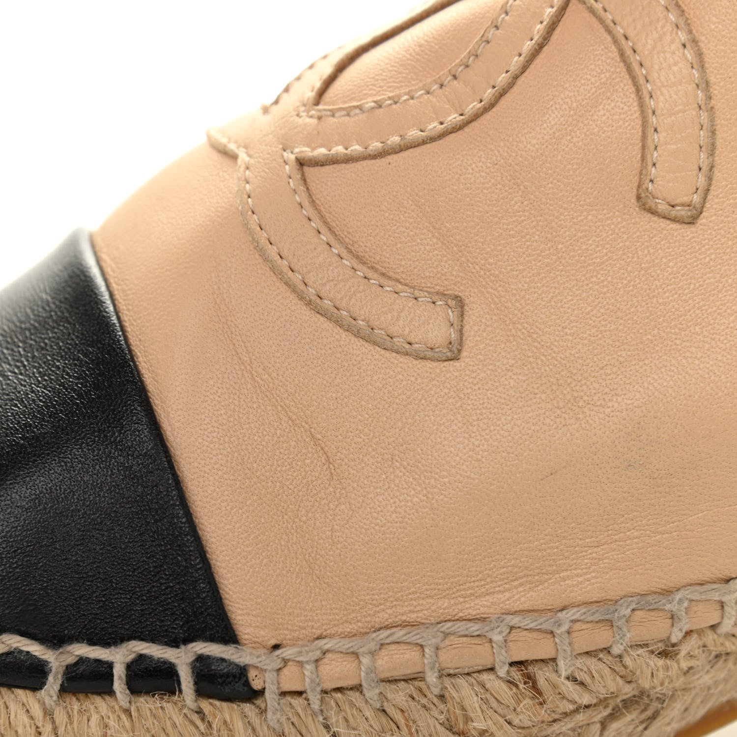 Chanel Lambskin CC Espadrilles 39 Beige Black 21 of 28
