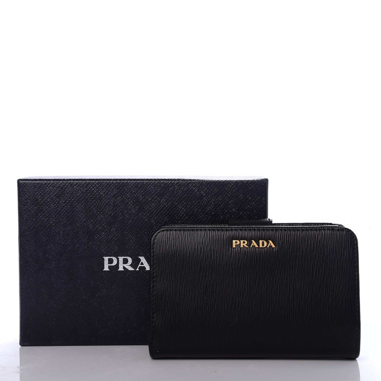 Prada Vitello Move Compact Wallet Black Lacca 8 of 8