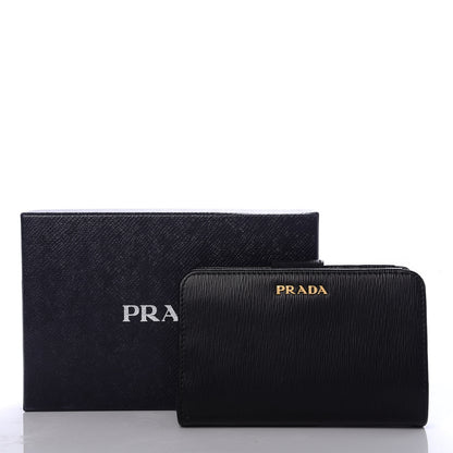 Prada Vitello Move Compact Wallet Black Lacca 8 of 8
