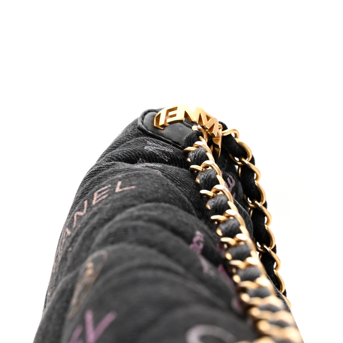 Denim Quilted Denim Mood Large Flap Black Multicolor