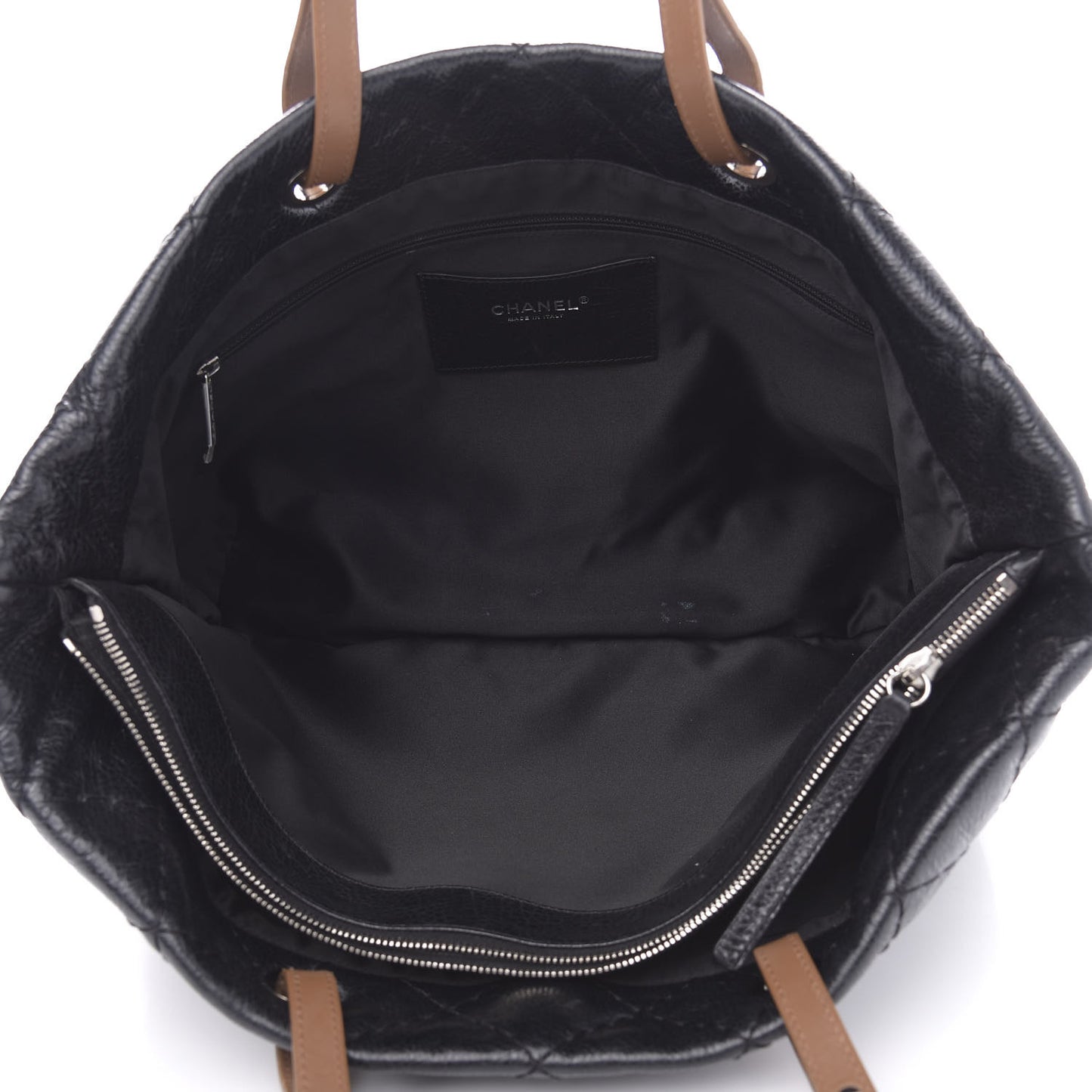 Glazed Calfskin Large On The Road Tote Black