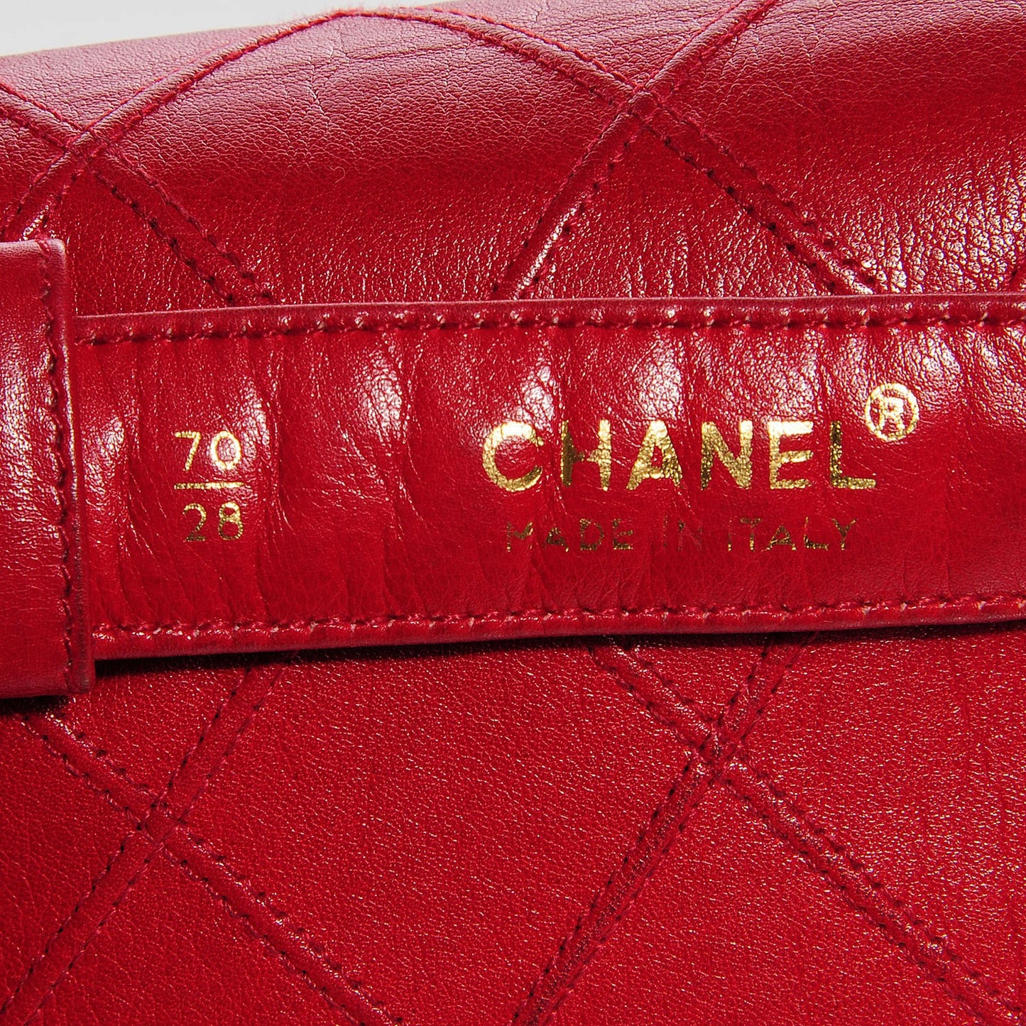 Lambskin Diamond Stitched Waist Chain Belt Flap Bag Red