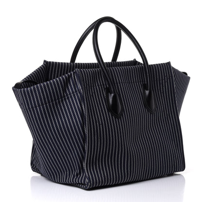 Celine Cotton Canvas Striped Medium Phantom Luggage Navy White 2 of 4