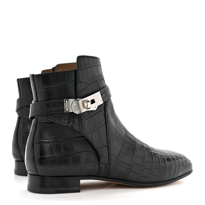 Hermes Matte Niloticus Crocodile Neo Low Boots 37 Black 4 of 11