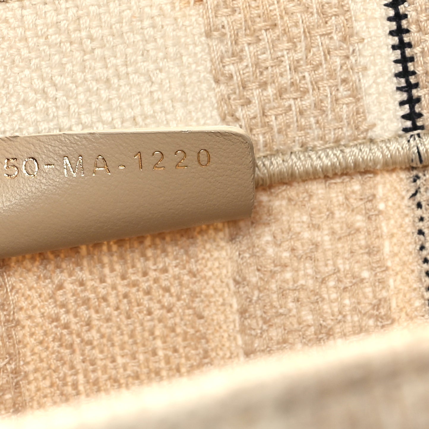 Canvas Embroidered Large Stripes Book Tote Beige