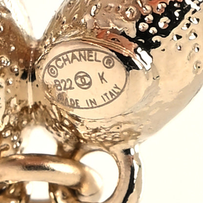 Chanel Crystal Sparkling Wheat CC Drop Earrings Gold 4 of 4