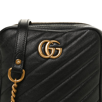 Gucci Azalea Calfskin Matelasse Diagonal Tall GG Marmont Crossbody Bag Black 10 of 12