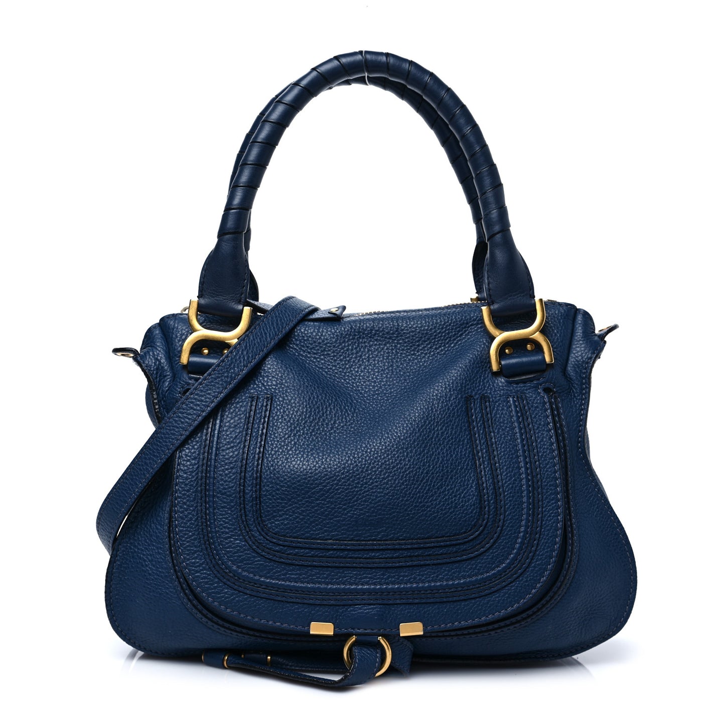 Calfskin Medium Marcie Satchel Royal Navy