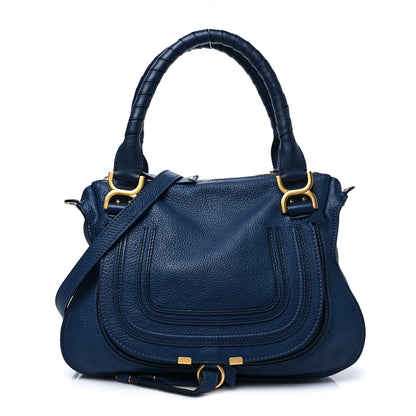 Chloe Calfskin Medium Marcie Satchel Royal Navy 1 of 7